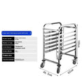 Stainless steel baking tray rack with six layers for 40x60cm commercial trays.