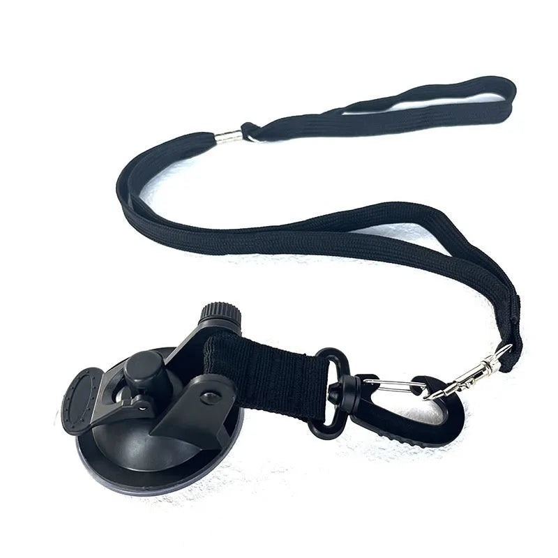 Pet bathing restraint suction cup handcuffs in black and blue with small and large suction cup sizes