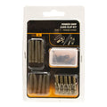 30-piece European carp fishing accessory set showing anti-winding pipes, threaded hoses, rotation pieces and screws
