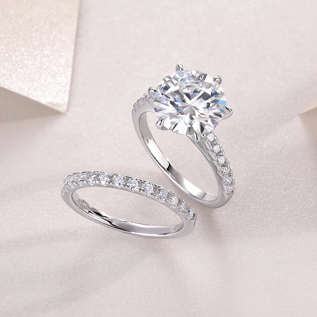 5-carat moissanite diamond look ring set S925 silver platinum plated with GRA certificate gift box