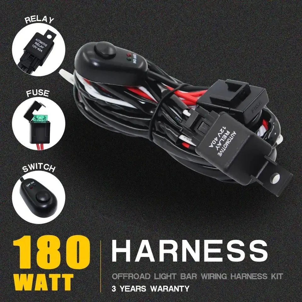 One drag two 2 m silicone LED roof spotlight wiring harness for automotive work light installation