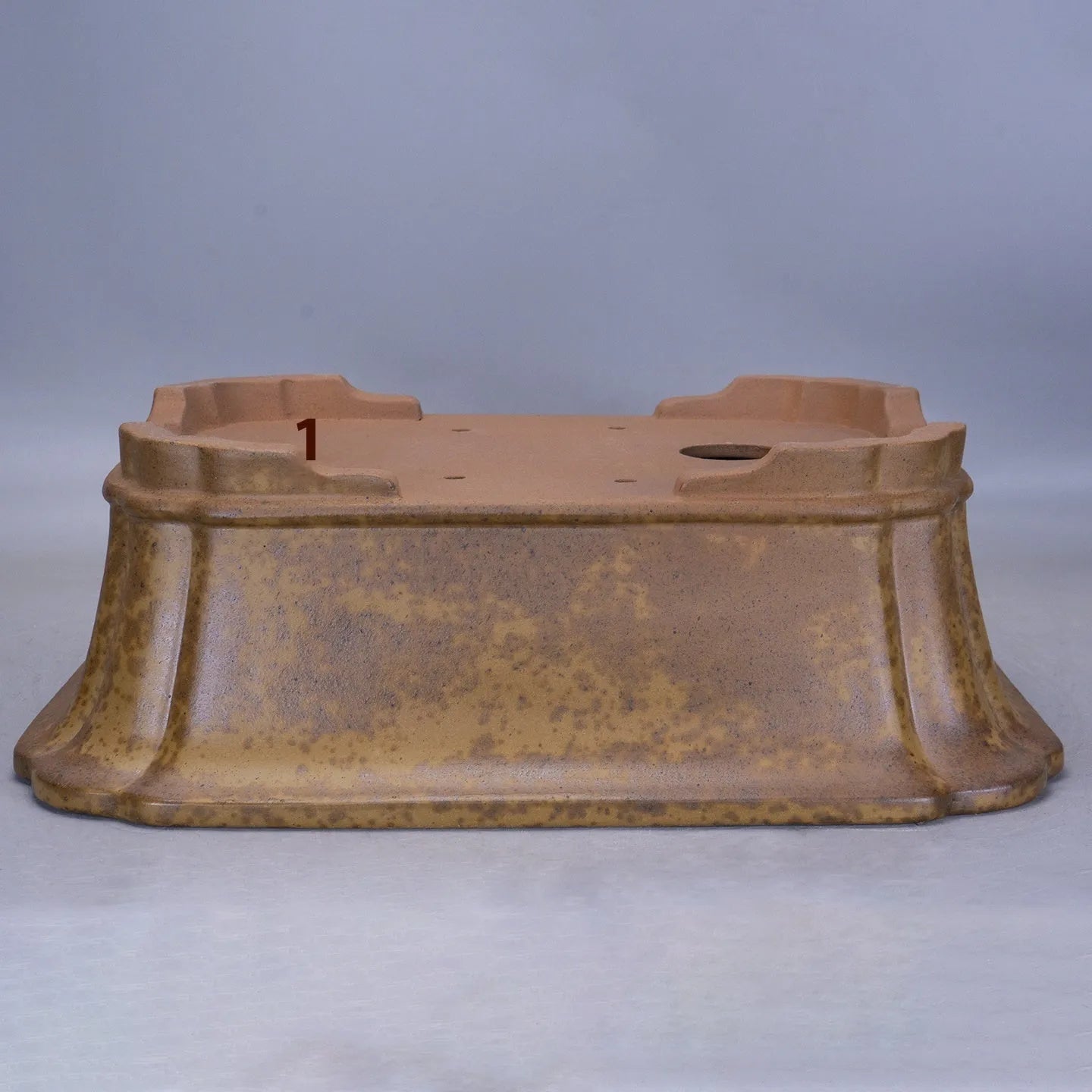 Rectangular purple sand flowerpot with double pumping angle design on floor