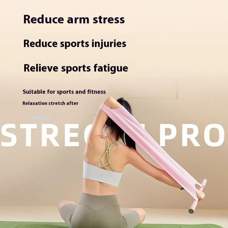 Grey and pink yoga multi-function stretching tool for shoulder, back and hip exercises