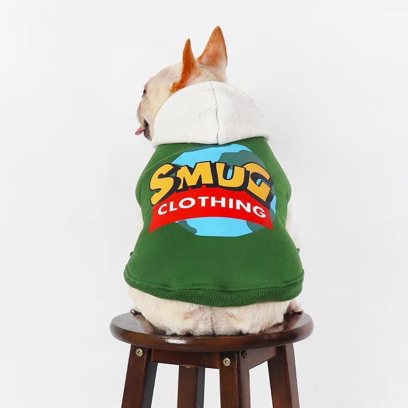 Green cotton dog jumper for winter, available in sizes L, XL, 2XL, 3XL and 4XL.
