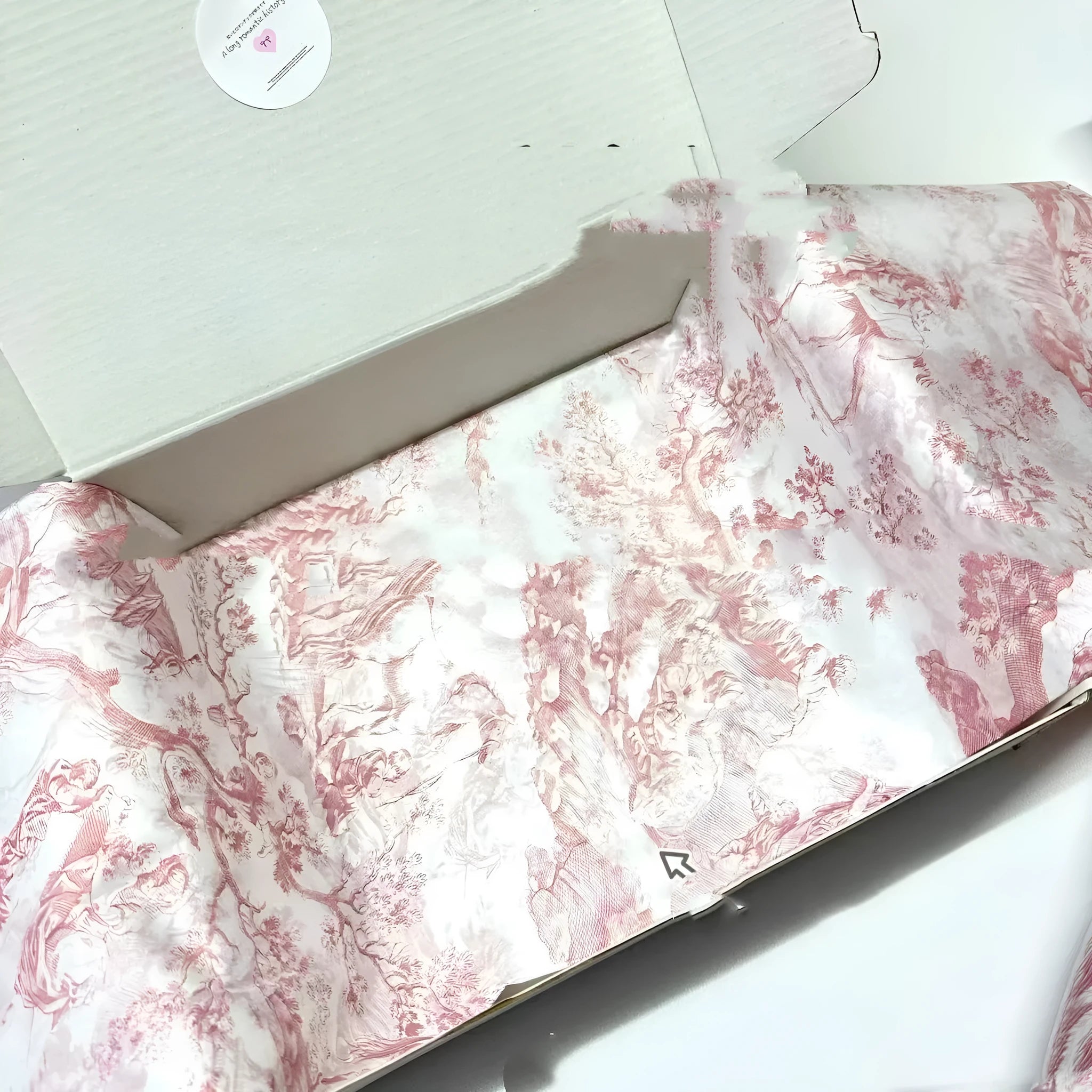 French romance style decorative tissue paper roll in pink purple and green purple colours, 50x70cm sheet size