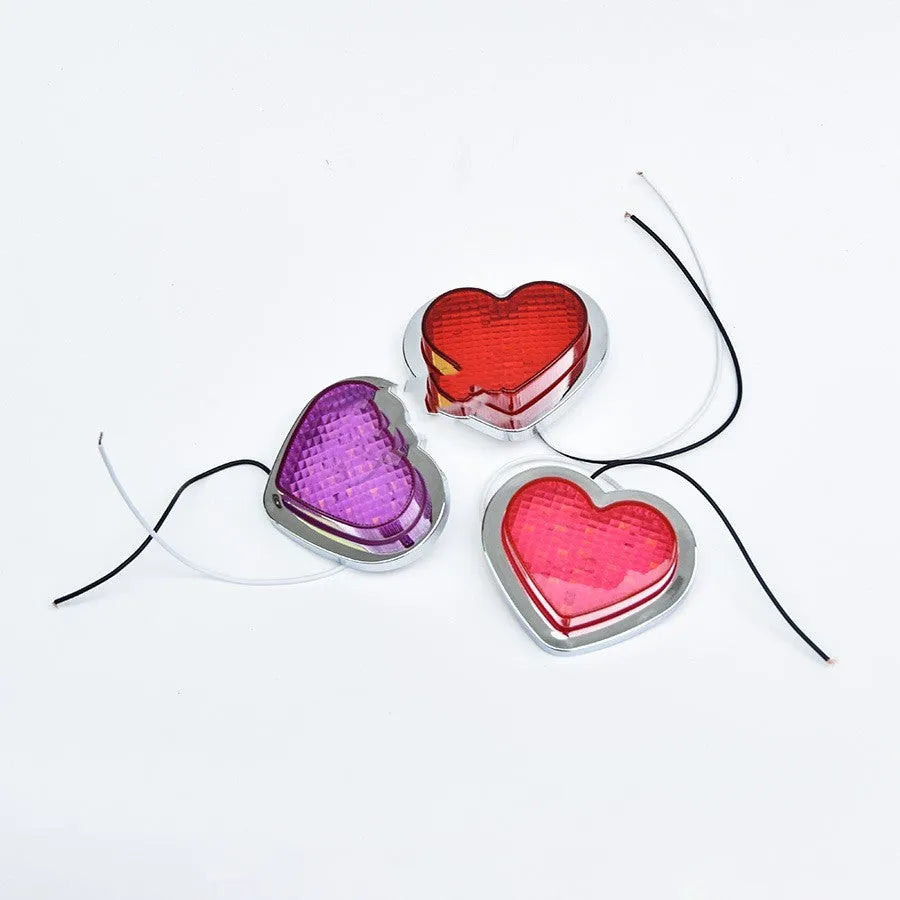 Heart-shaped 12V LED car sidelight for fender mounting in multiple colour options