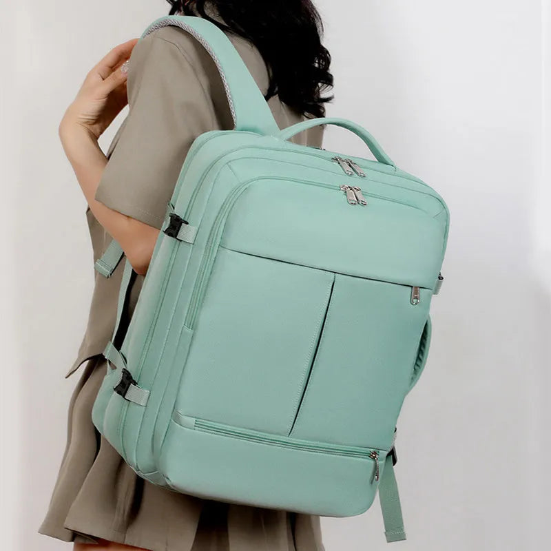 Large waterproof oxford cloth backpack with multiple pockets showing black colour option