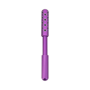 Purple germanium particles facial massage roller with 24 balls and 193mm handle for eye contour treatment
