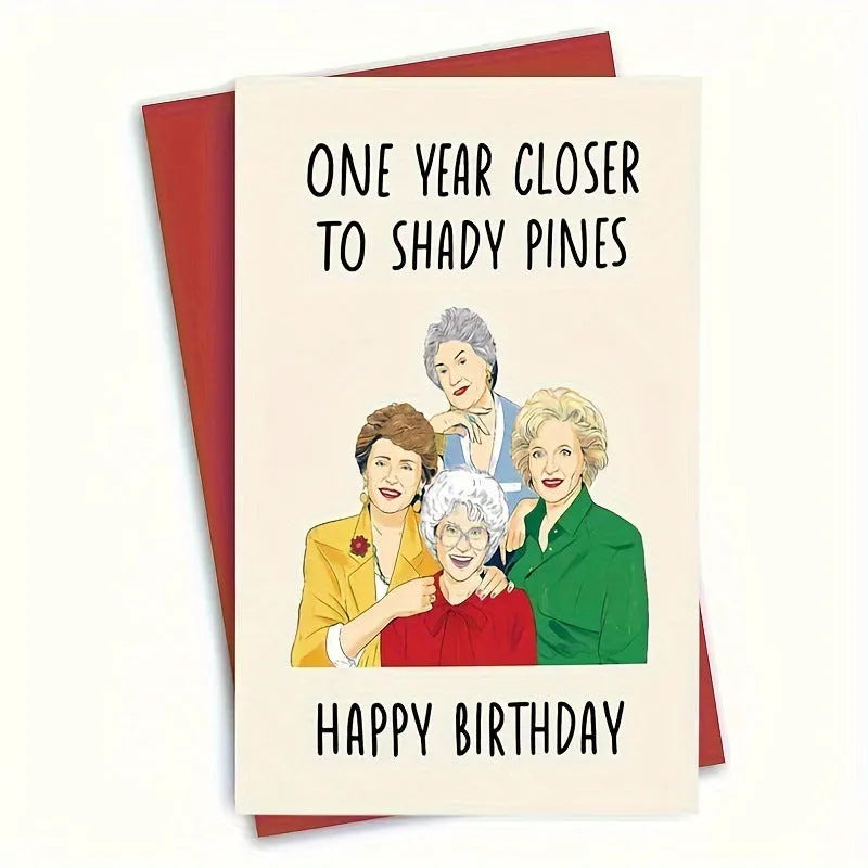 Simple printed birthday greeting cards with coloured envelopes in kraft, pink, purple, red, yellow and balloon styles