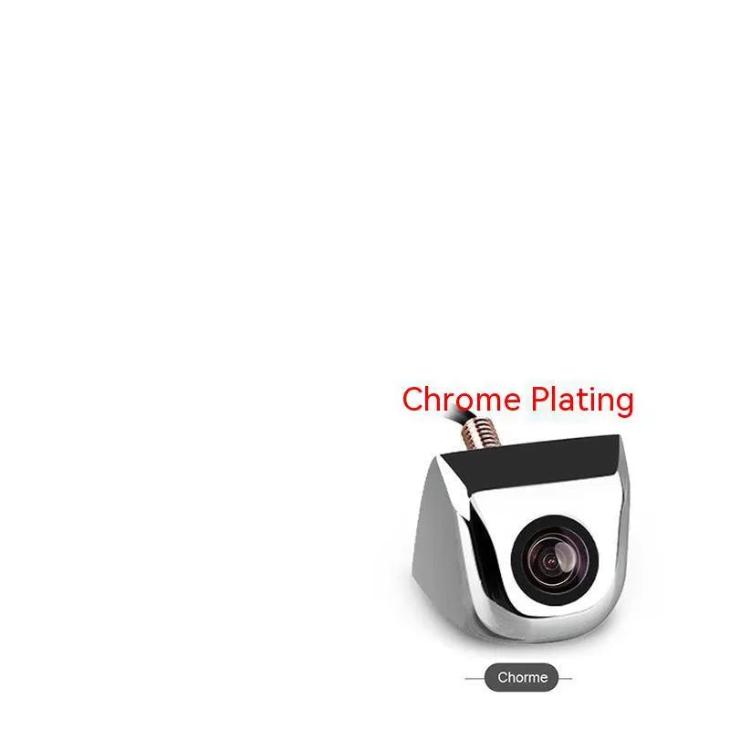 HD waterproof car rearview camera with metal shell in black, white, silver, or chrome finishes.
