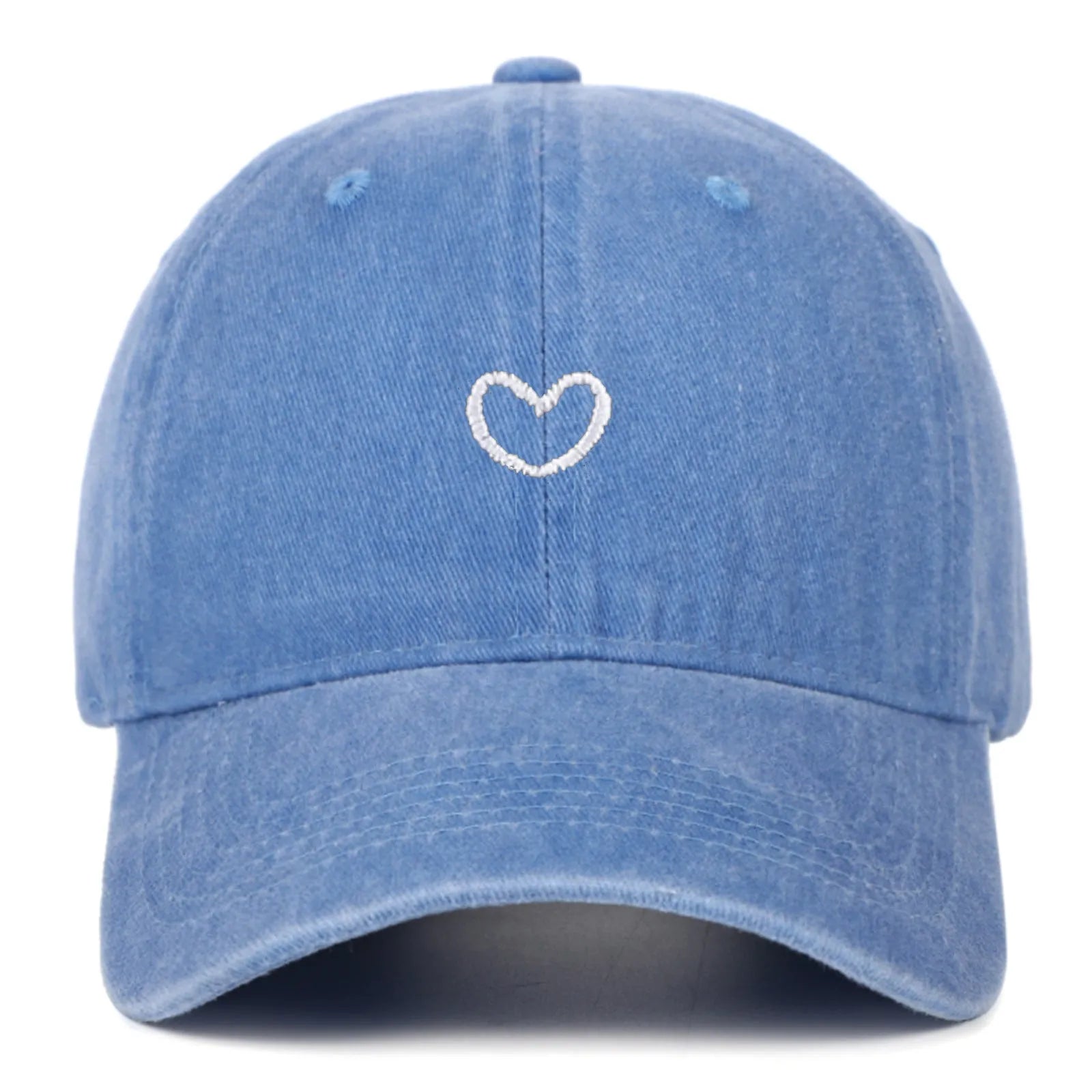 Cotton baseball cap with embroidered love heart design in adjustable size