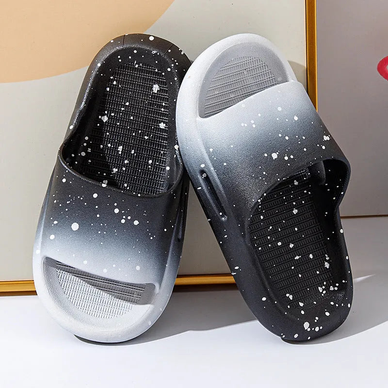 PVC gradient colour slippers for boys and girls with European American style and non-slip sole