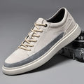 Men's grey and sand casual skate shoes with pigskin upper and rubber sole