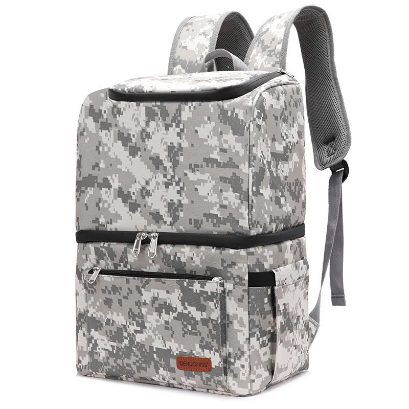 Double layer insulated backpack in Oxford cloth with ice pack compartment and shoulder straps