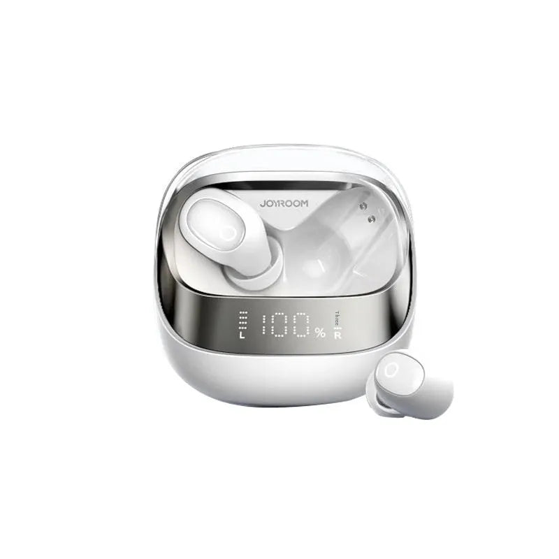 Dawn White and Starry Sky Black wireless noise cancelling in-ear headphones with charging case.