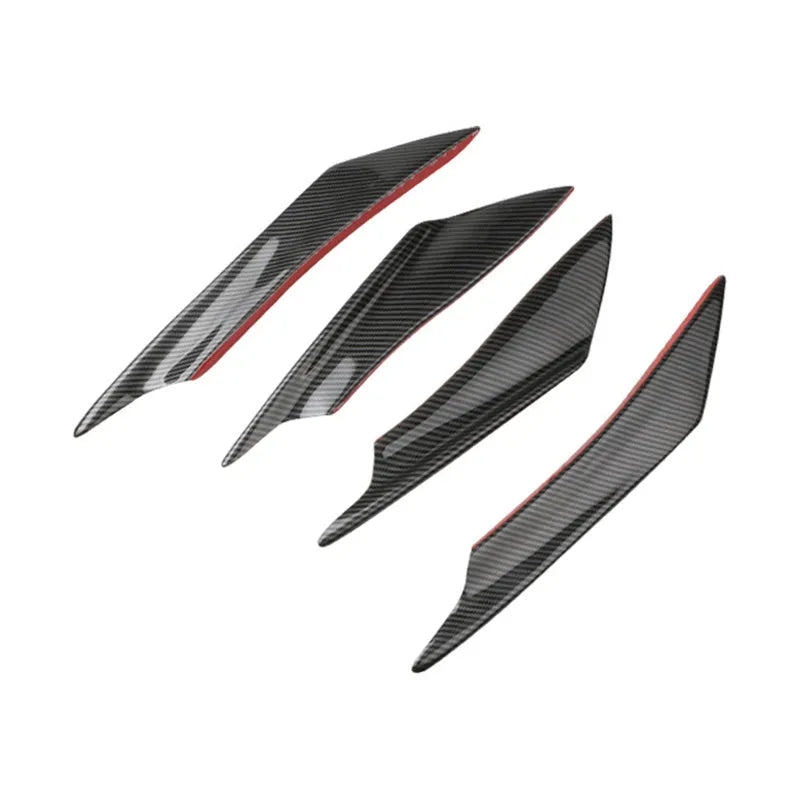 Four-piece carbon fibre pattern bumper blade kit for automotive bumper installation