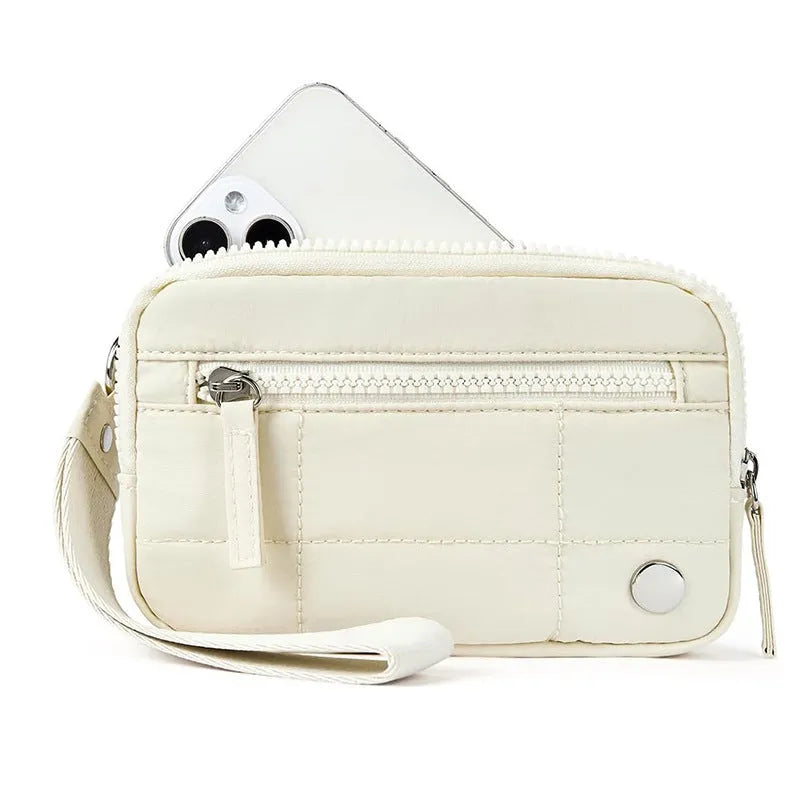Waterproof quilted transparent deck handbag in nylon with solid colour lining