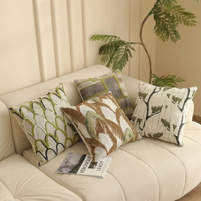 45cm square Jacquard pillow cover with a detailed retro floral pattern in multiple colour options.