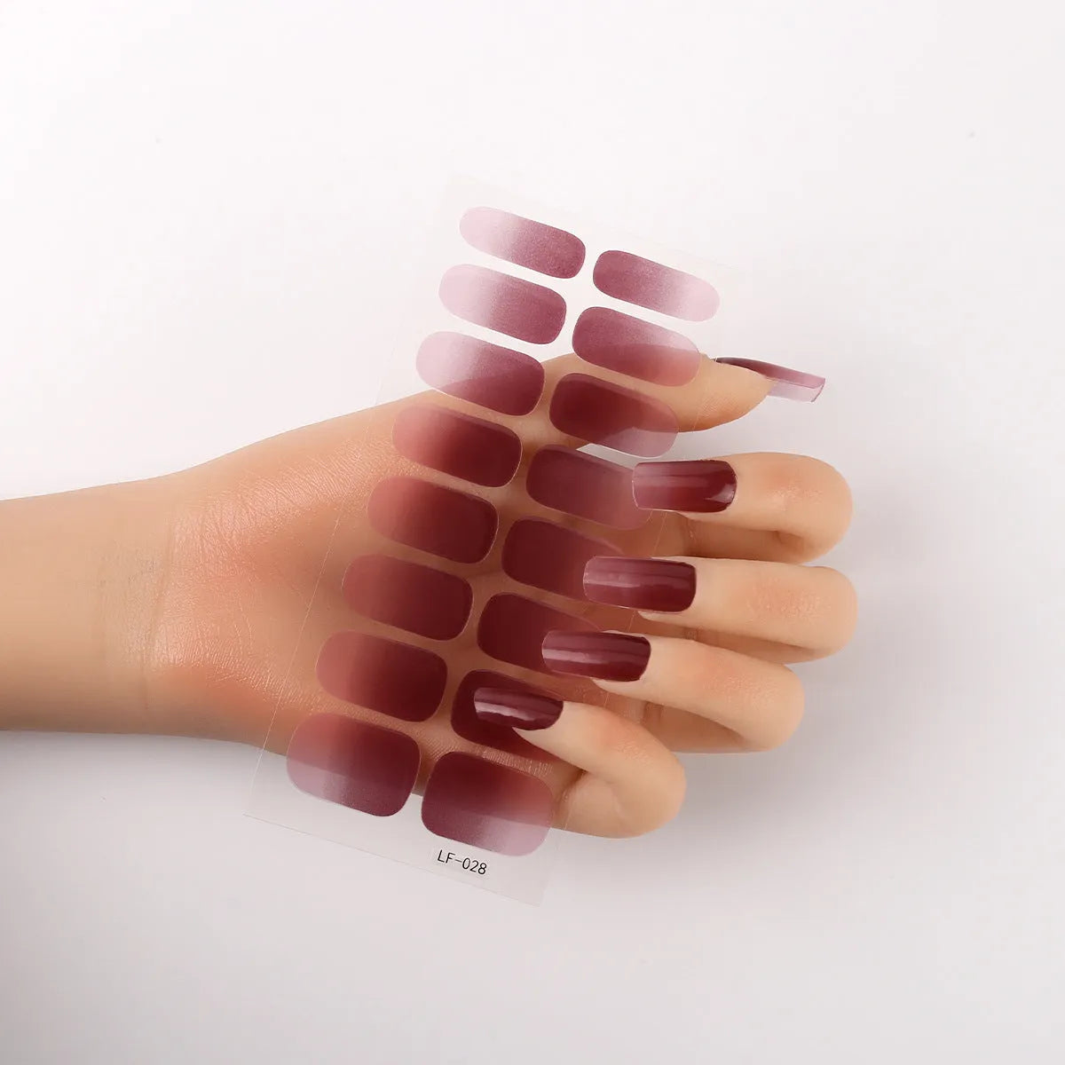 16 solid colour full nail stickers set with European and American simple designs including cross, rose, tulip patterns