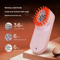 Smart massage comb with red light therapy and fluffy bristles, black and pink options under 10cm size
