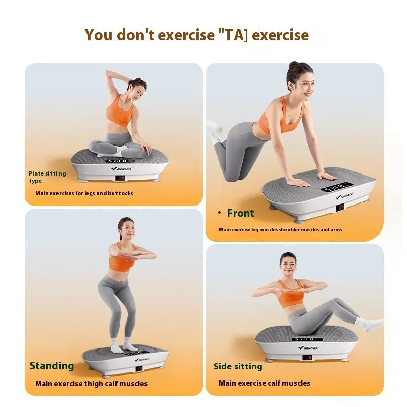 Grey portable vibration exercise machine with Bluetooth and 300kg capacity