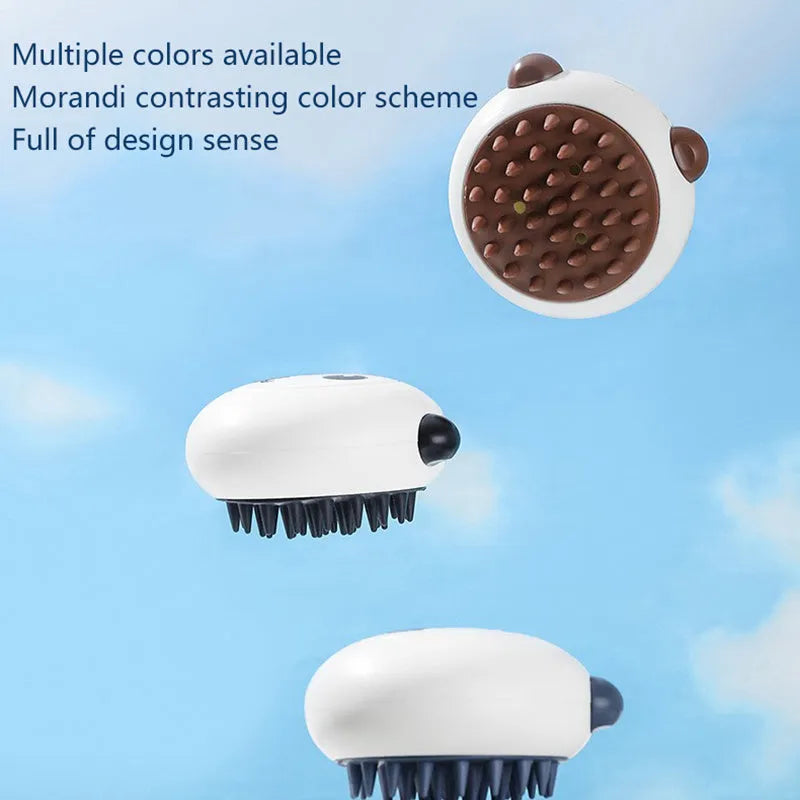 Panda silicone pet shower brush with soft bristles for cat and dog bath time cleaning