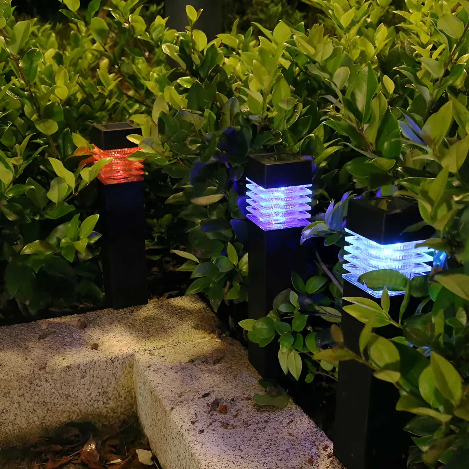 Square white solar ground lamp for garden pathway lighting