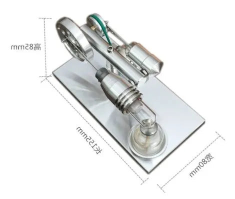2019 Red upgrade miniature Stirling engine toy on a desk, 155x80x85mm, showing flywheel and cylinder