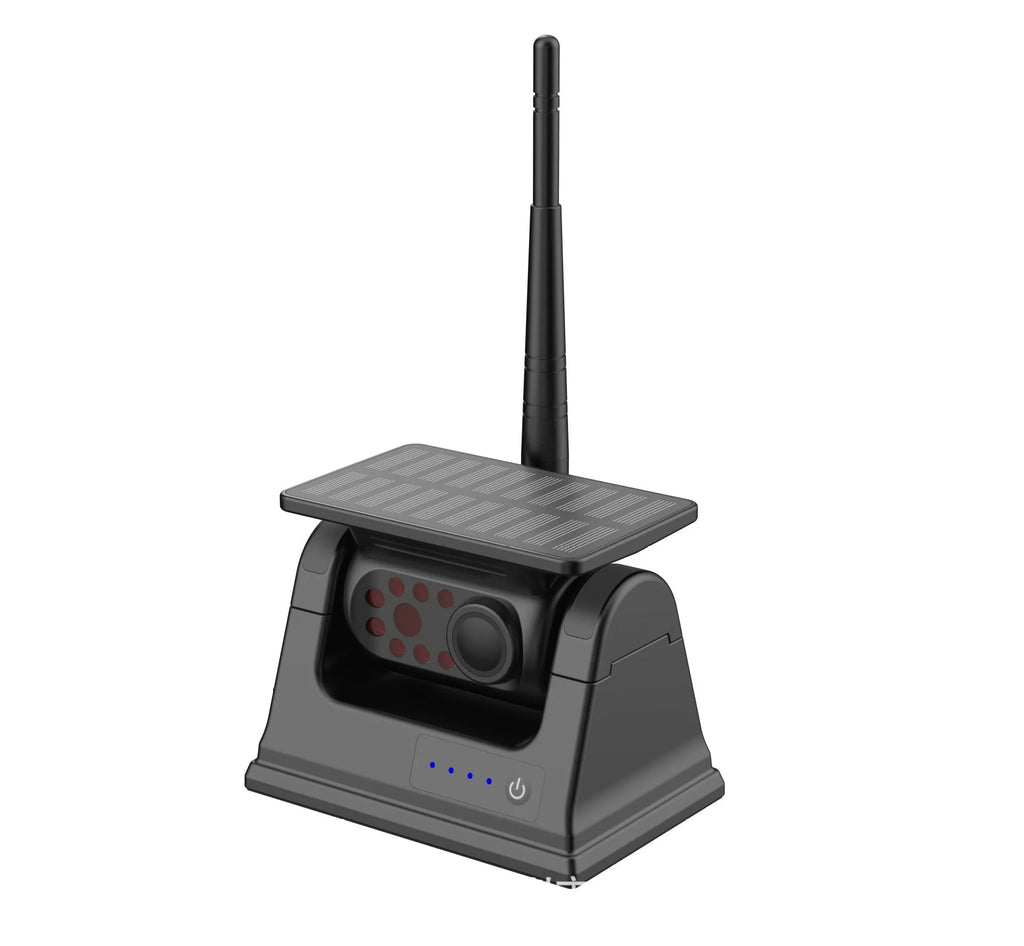 YL-Solar WF908 black wireless solar charging reversing camera with magnet mount on a vehicle.