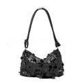 Gold women's underarm crossbody bag with sandwich pocket and sewing thread detail
