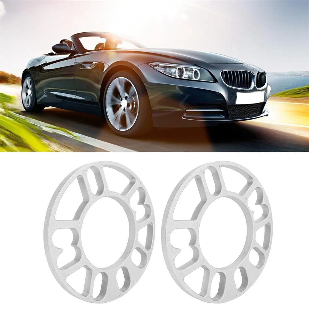 Automotive wheel hub widening gasket or spacer in 3mm, 5mm, 8mm, and 10mm thickness options.