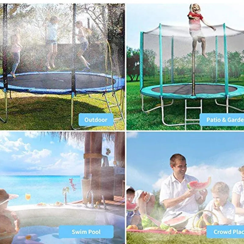Blue or orange portable garden sprinkler with solar water cooling and PVC construction