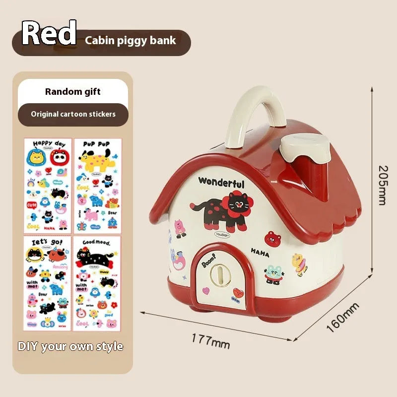 Red and brown cartoon-style plastic desktop storage organiser with grid pattern for stationery and sundries.