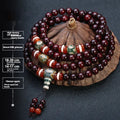 Men's rosewood bracelet with 108 beads showing lapis lazuli stone design option