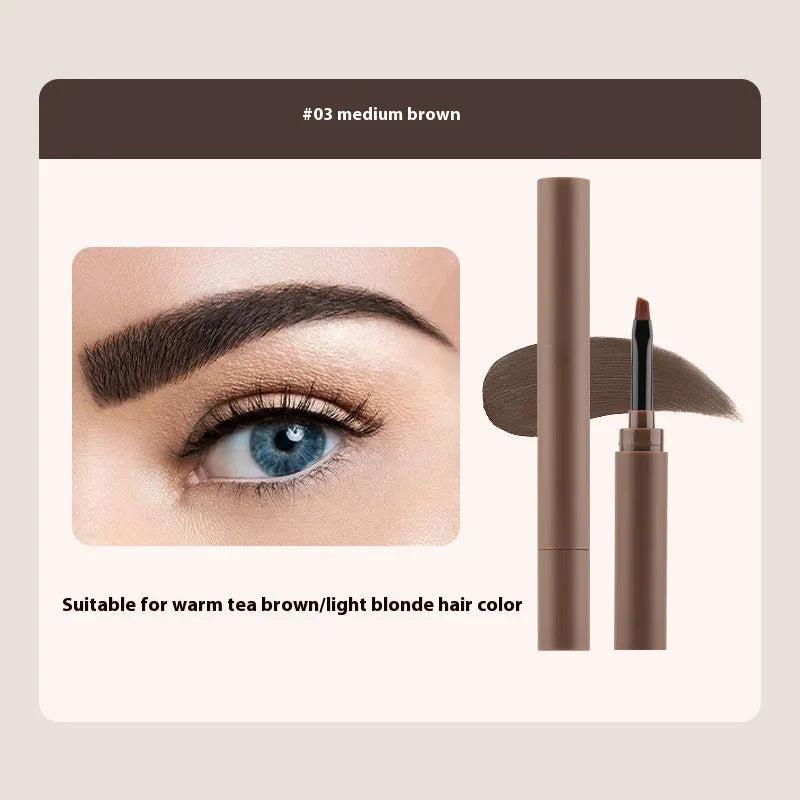 Double-headed eyebrow cream showing pencil and powder ends in one of five colour shades.