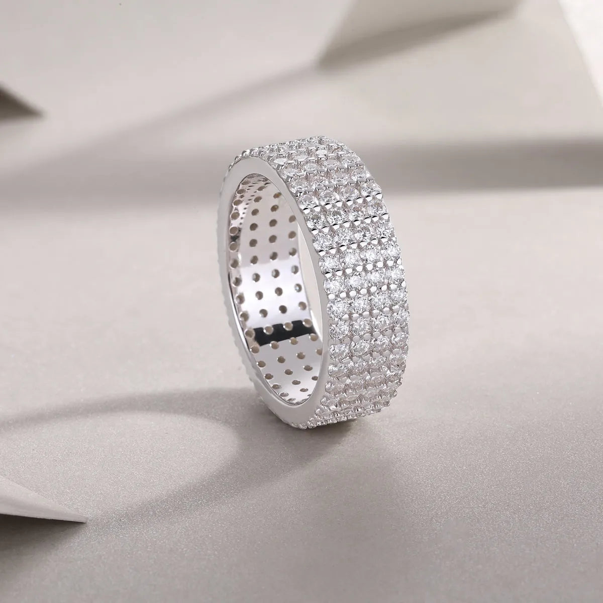 Starry Night Sky moissanite wedding ring set on S925 silver platinum-plated band in size 6