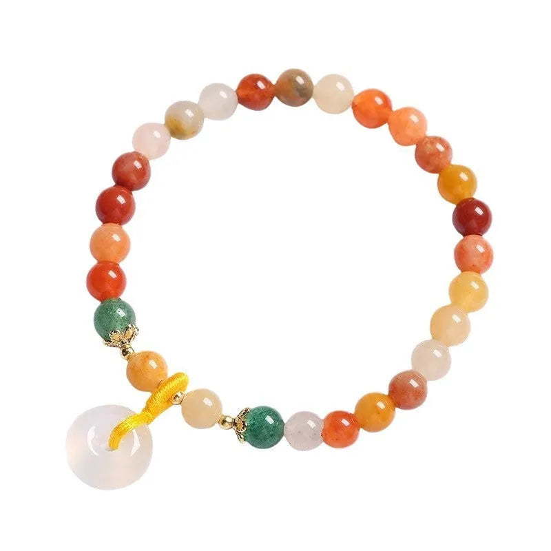 Handmade natural jade and agate bracelet with safety buckle and peace clasp.