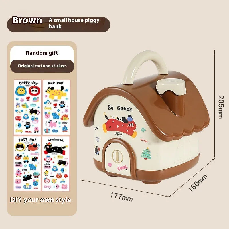 Red and brown cartoon-style plastic desktop storage organiser with grid pattern for stationery and sundries.