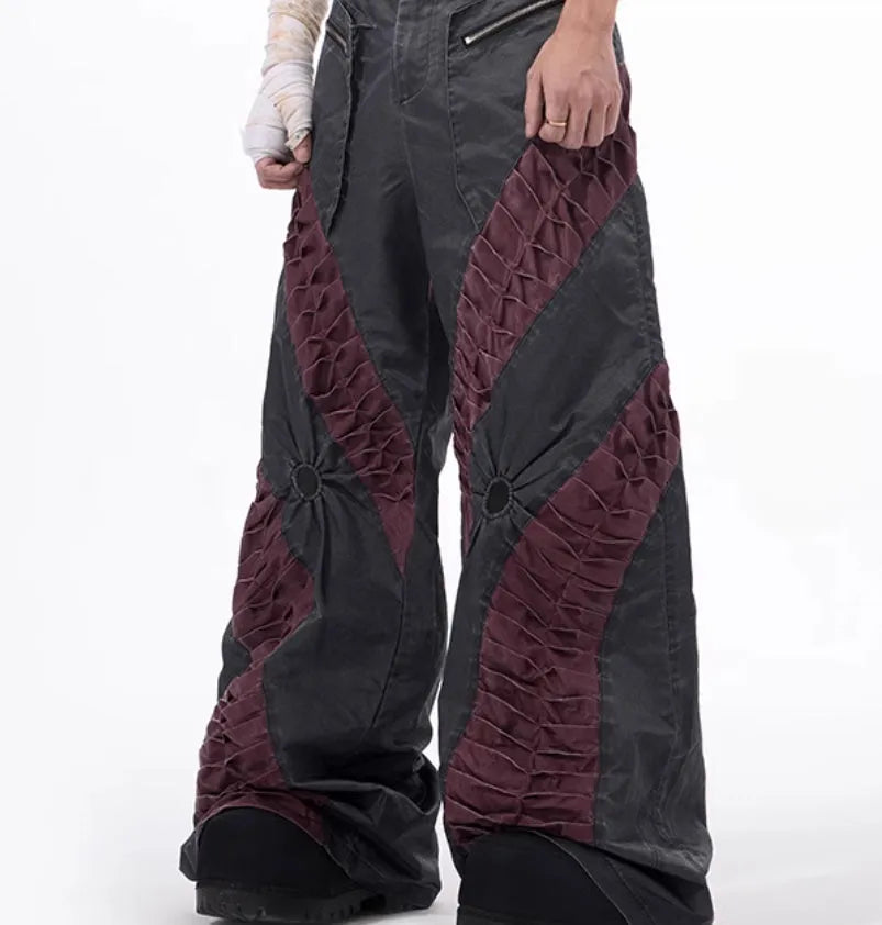 Retro three-dimensional keel casual sports pants in solid colour rayon viscose fabric