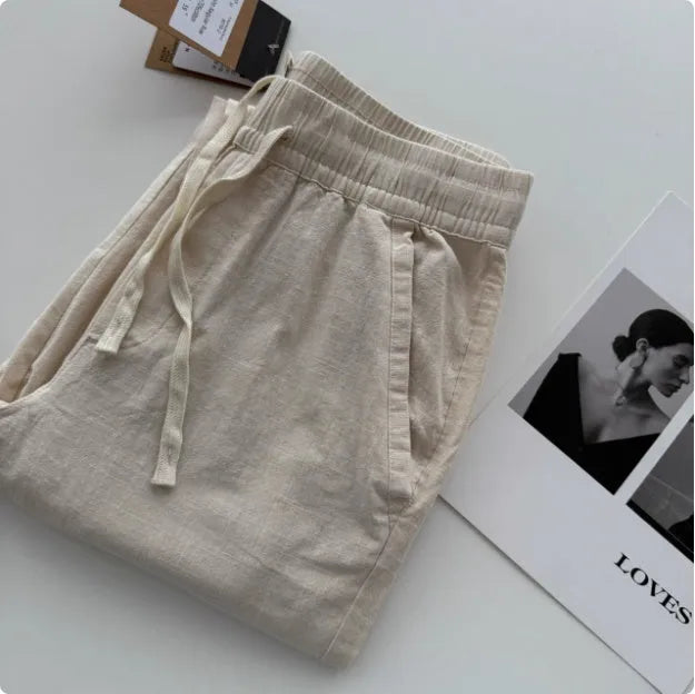 Men's loose fit straight-leg casual pants with drawstring waist in various colours