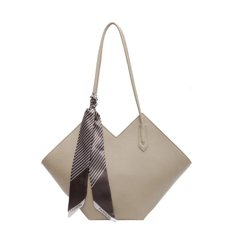 Women's fashion PU leather shoulder bag in eight colours with sandwich pocket design and 43cm width