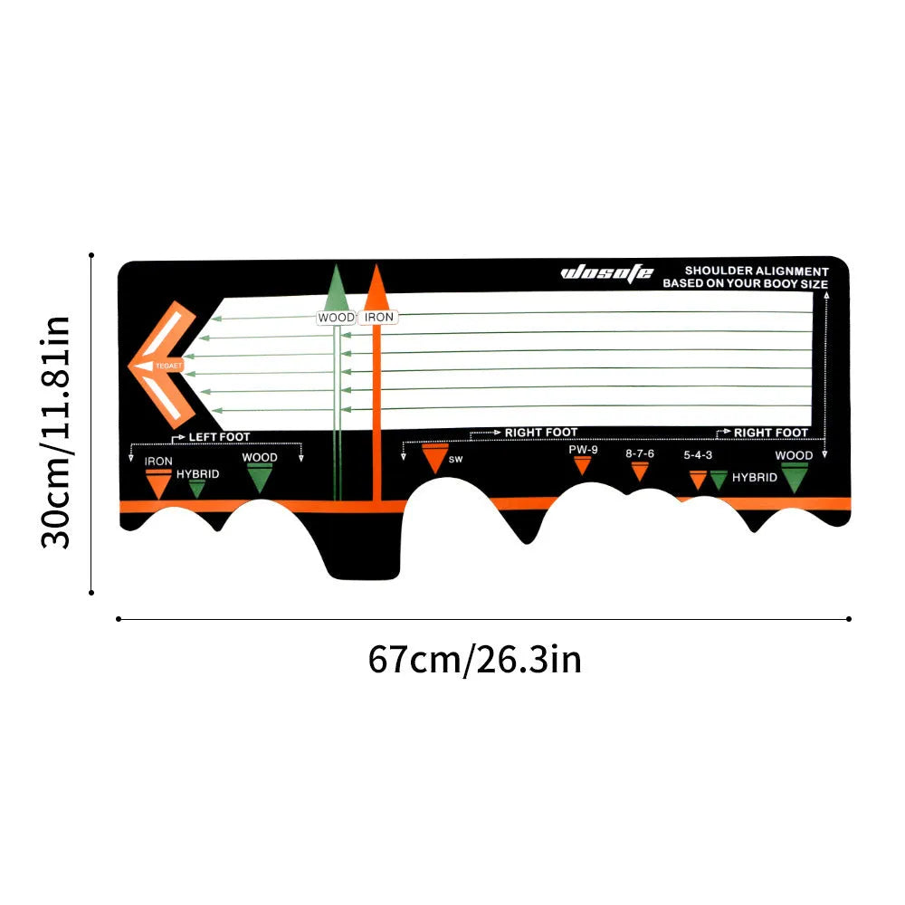 Black neoprene golf swing positioning pad for stance correction and alignment training