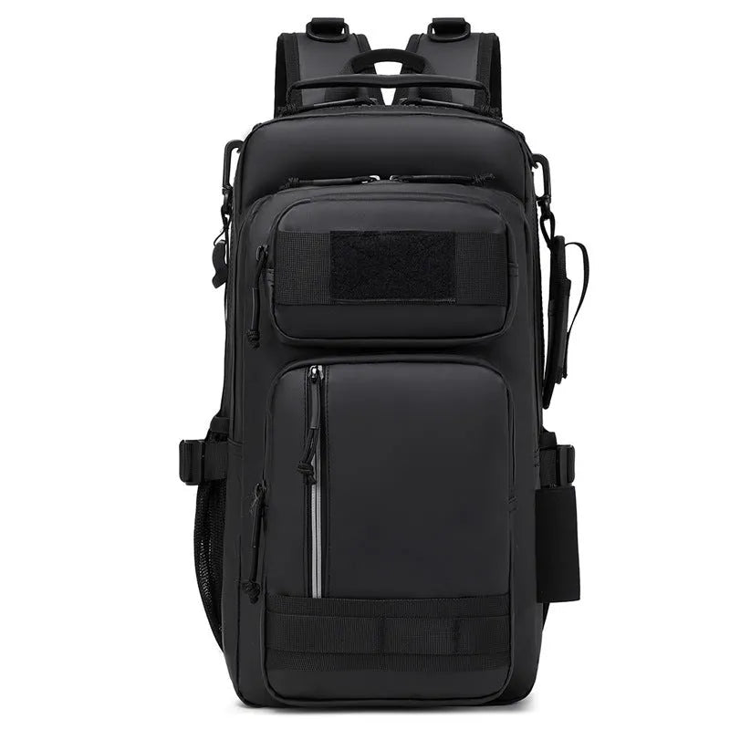 Large 20-35 litre outdoor backpack in orange colour made from Derm material for hiking and camping