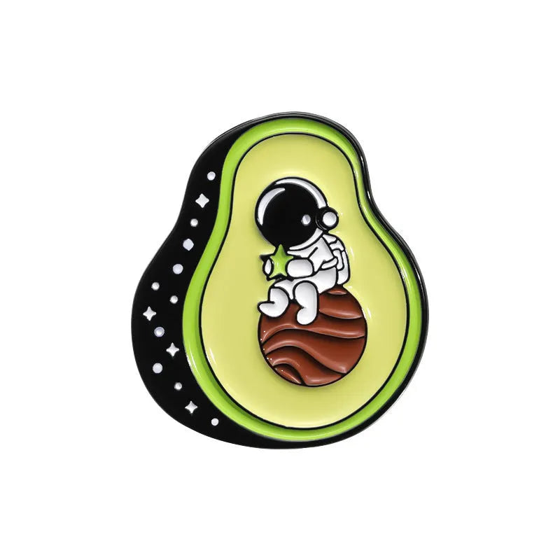Colourful cartoon fruit and letter shaped zinc alloy brooch pin on fabric