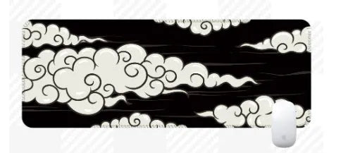 Japanese simple style cloud pattern desk mat with natural rubber non-slip backing in multiple size options