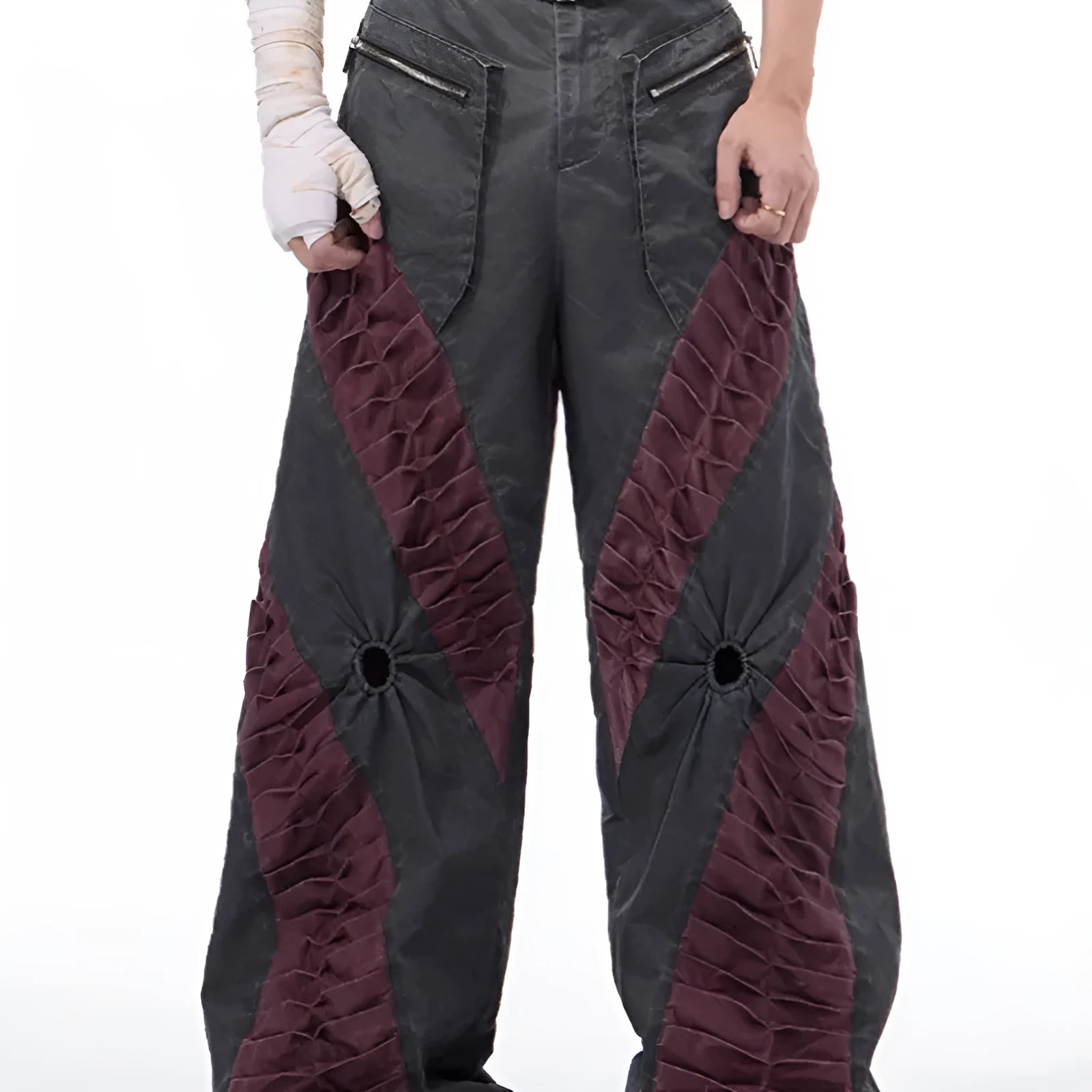 Retro three-dimensional keel casual sports pants in solid colour rayon viscose fabric