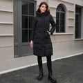 Black hooded slim fit men's jacket with long sleeves and polyester construction