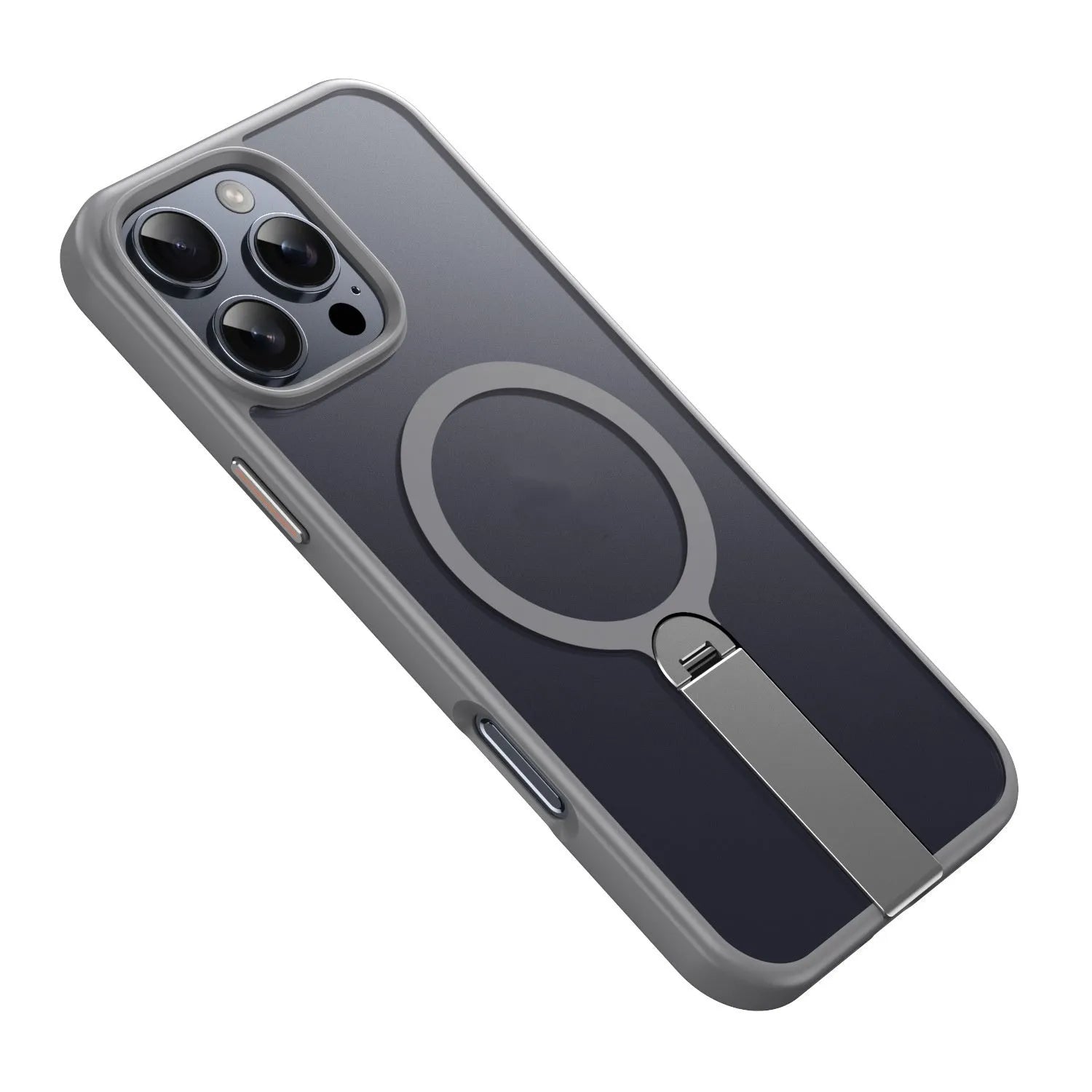 Matte Black magnetic hidden bracket phone case for iPhone 16 Pro Max with TPU PC construction and anti-fingerprint finish