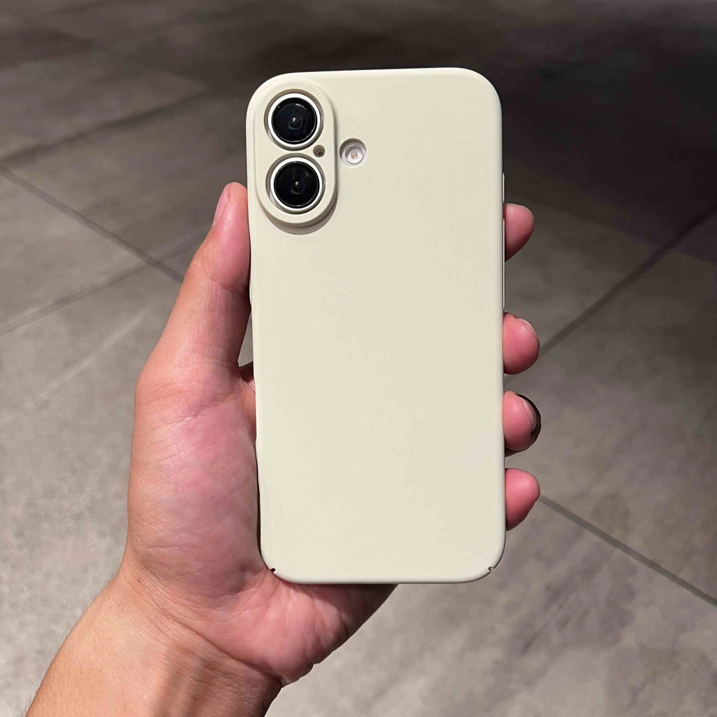 Ultra thin frosted plastic phone case for iPhone 15 Pro Max in black showing camera cutout