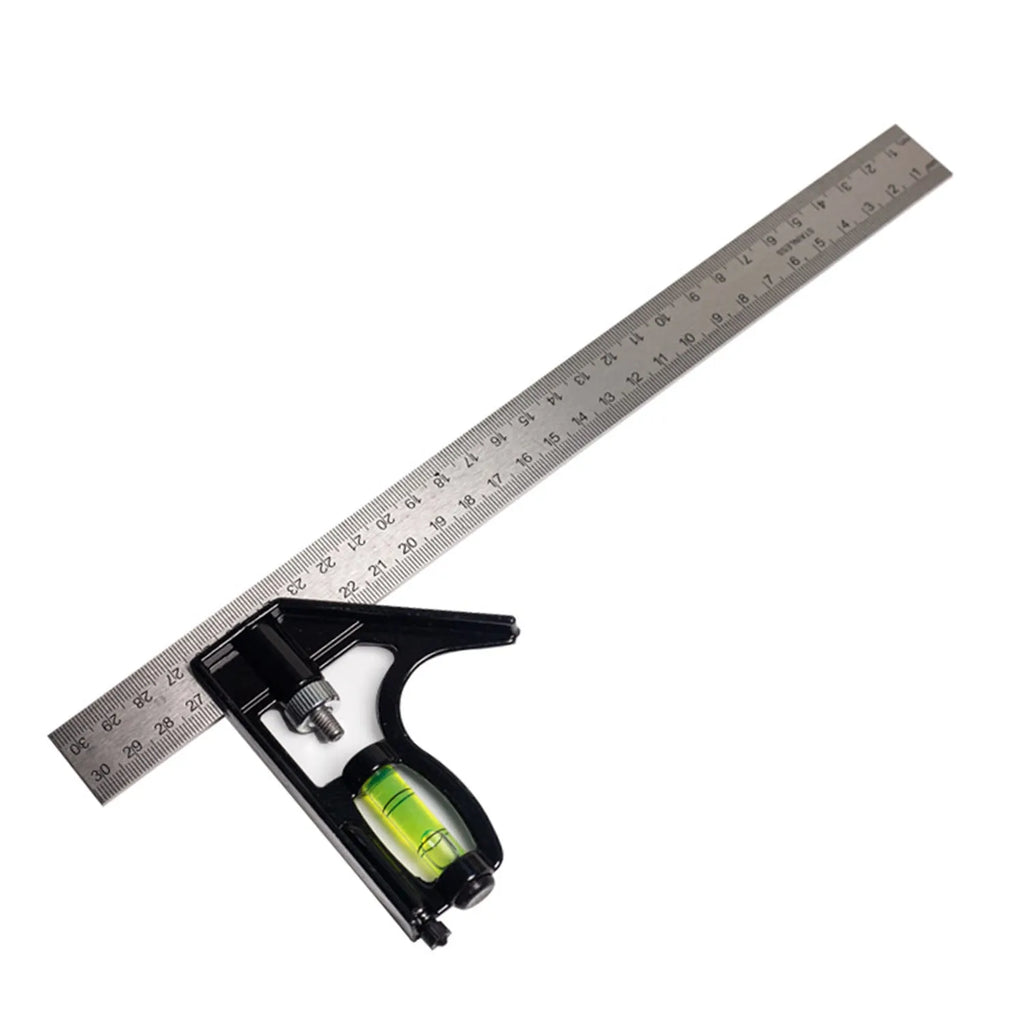 Red 7inch metal combination angle ruler for civil surveying with transparent protective bag